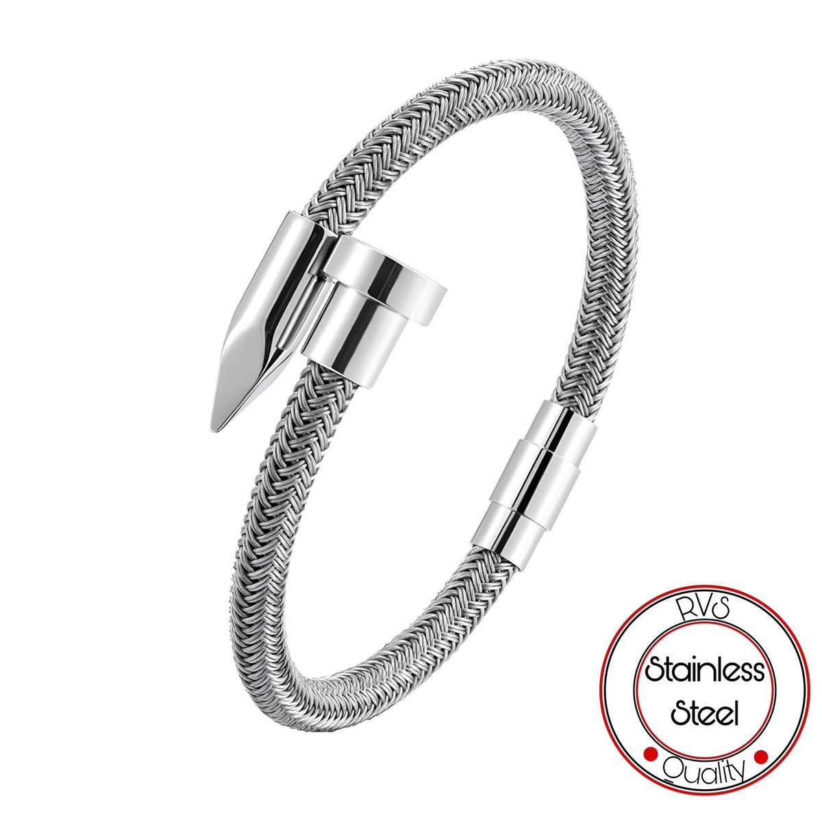 Soraro Bangle Kabel Armband | 21 CM | Gewoven | Bangle | Zilver | Gewoven Armbanden | Cadeau voor Hem | Verjaardag Man