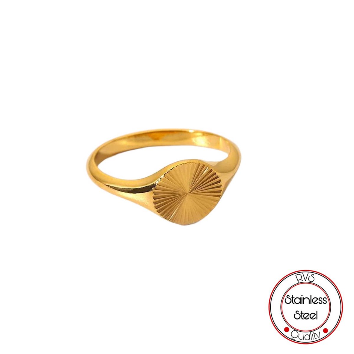 Soraro Rond Stralen Ring | Goldplated | Soraro | Goudkleurig | 18 mm | Stralend | Vrouwen Cadeau | Cadeau voor Haar