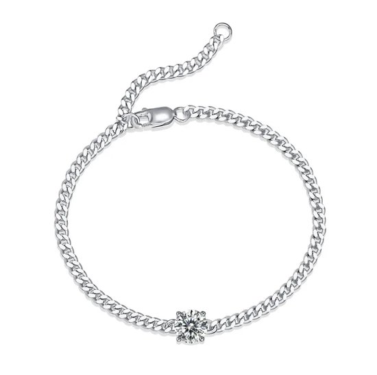 Schakel armband - zilverkleurig - Zirkonia - dames armband - cadeau voor vrouw - Liefs Jade
