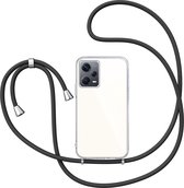 Hoesje met Koord geschikt voor Xiaomi Note 12 5G - Back Cover Siliconen Case Transparant Hoes Zwart