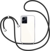 Hoesje met Koord geschikt voor Xiaomi Note 12 4G - Back Cover Siliconen Case Transparant Hoes Zwart