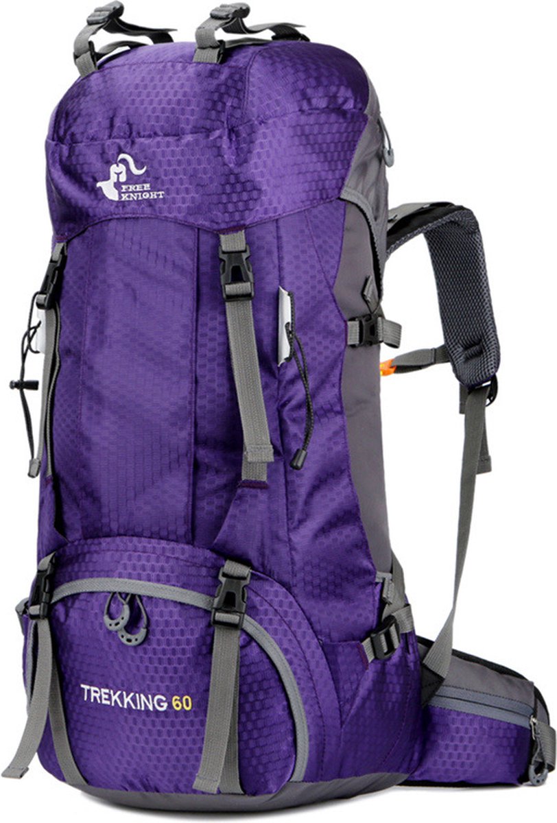 RAMBUX® - Backpack - Adventure - Paars - Wandelrugzak - Trekking Rugzak - Heupriem - Lichtgewicht - 60 Liter