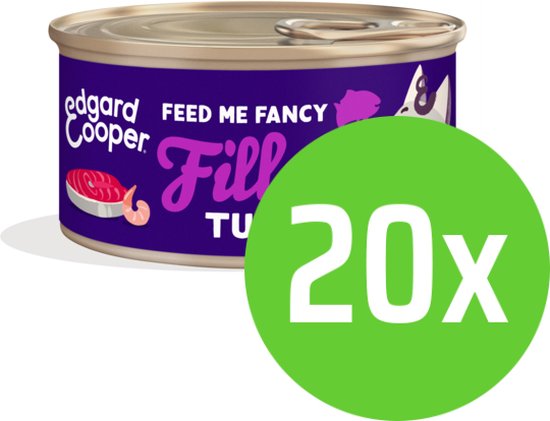 Edgard & Cooper kattenvoer fillets tonijn & garnaal 70 gram verpakking met 20 blikjes.