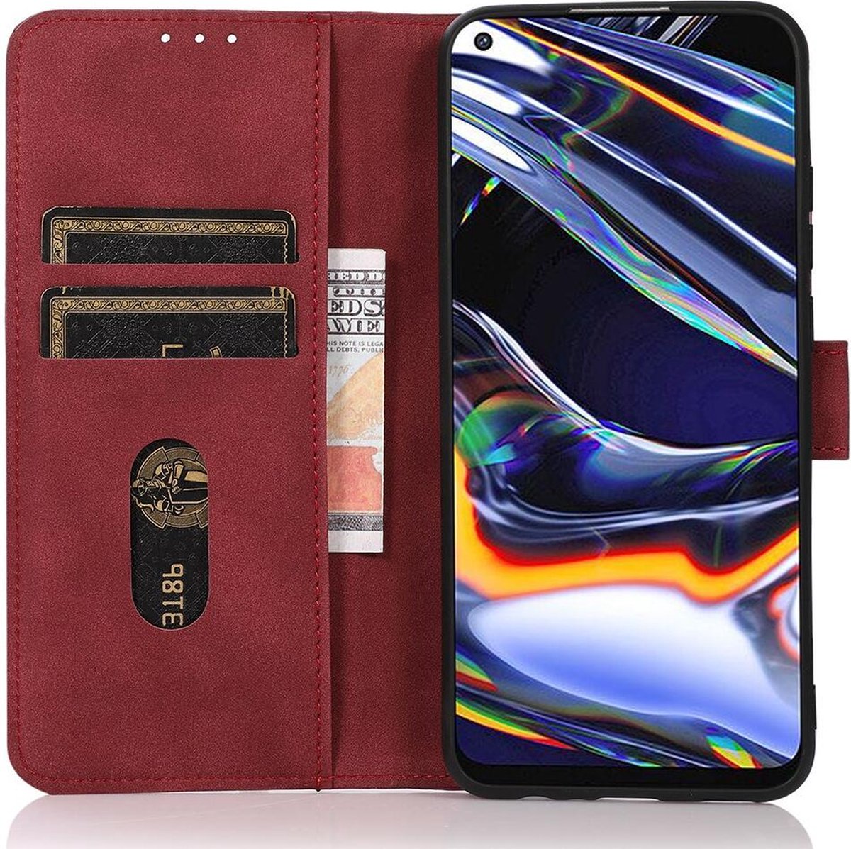 KHAZNEH Oppo Reno 10 / 10 Pro Hoesje Retro Wallet Book Case Rood