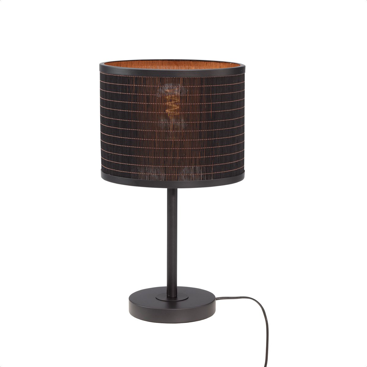 DMQ Sutter - Tafellamp Zwart – Ø 25 cm - E27 - Bamboe