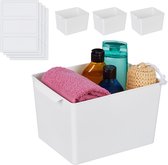 Relaxdays opbergbak zonder deksel - set van 4 - badkamer opbergbox - koelkast organizer