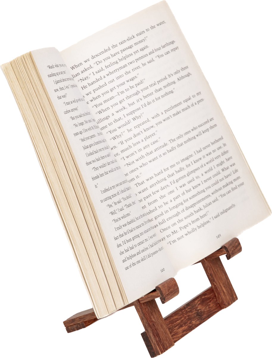 QUVIO Klein Boekenstandaard - Boekenhouder - Kookboek standaard - Leesstandaard - Book holder - Kookboekstandaard - Boekhouder - Tablet houder - Hout - Donkerbruin - Klein - Geschikt voor boeken tot A5 formaat of tablet — cadeau in Kookcadeaus - foto 4