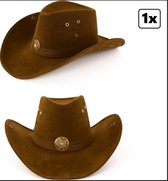 Luxe hoed wild west Nevada leatherlook - Thema feest festival party hoofddeksel cowboy dress