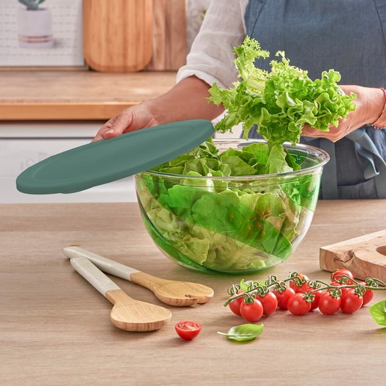Boraboi® Makkelijk Stapelbare Vierdelige Saladeschaal Set Met Deksel Voor Keuken En Serveerdoeleinden