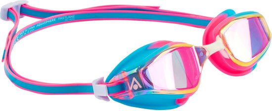 Aquasphere Fastlane - Zwembril - Volwassenen - Pink Iridescent Mirrored Lens - Multicolor/Blauw