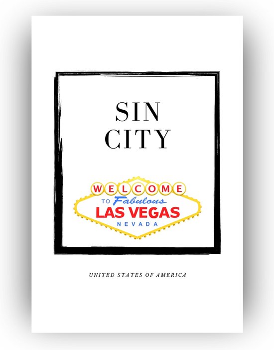 Skyline Las Vegas 60x90 cm - Las Vegas skyline schilderij - Canvas schilderijen - Sin City - Skyline steden wanddecoratie - Amerika - Decoratie muur binnen