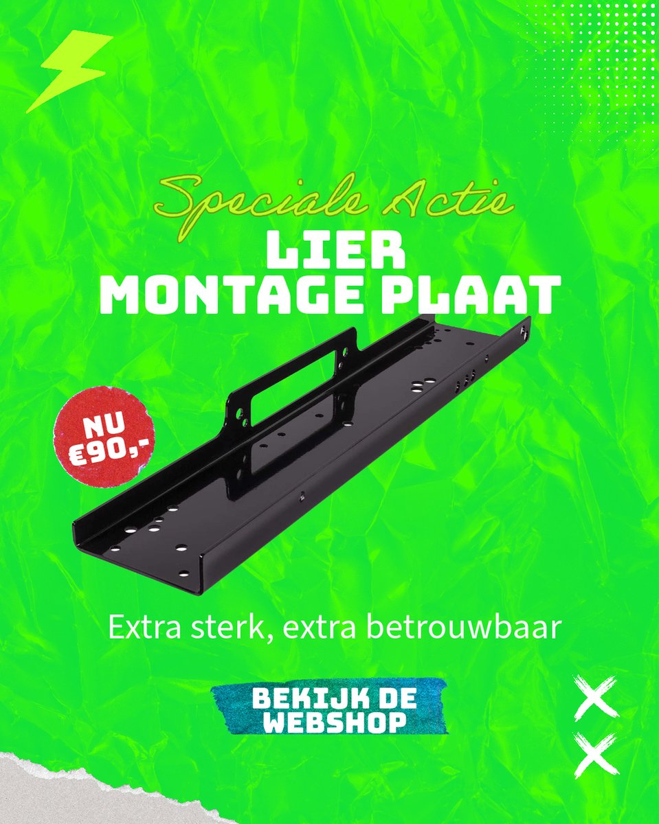 Winchtech - lier montageplaat - 6mm dik - Universeel toepasbaar WINCH - montage plaat lier
