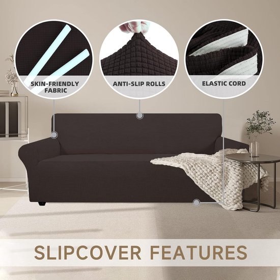 Ystyle Stretch Bankhoes 4 Zits, Elastische Bankhoezen Voor Woonkamer, 1 Stuks Universele Rekbare Armsteun Sofahoes Met Anti-slip Schuim, Krasbestendig Meubelhoes Voor Bank, Lichtgrijs