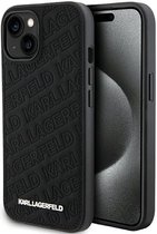 Karl Lagerfeld Quilted Karl Pattern Back Case - Geschikt voor Apple iPhone 15 (6.1") - Zwart