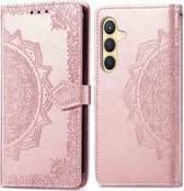 iMoshion Hoesje Geschikt voor Samsung Galaxy S24 Plus Hoesje Met Pasjeshouder - iMoshion Mandala Bookcase - Rosé Goud