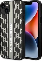 Karl Lagerfeld Monogram Stripe Back Case - Geschikt voor Apple iPhone 14 (6.1") - Grijs