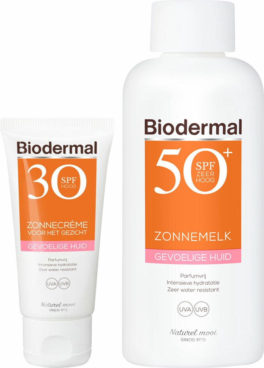 Biodermal Lichaam en Gezicht Gevoelige Huid Zonnebescherming Pakket