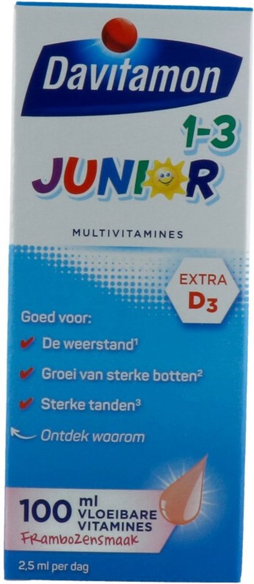 Davitamon Junior 1+ Framboos - 2 x 100 ml - Voordeelverpakking