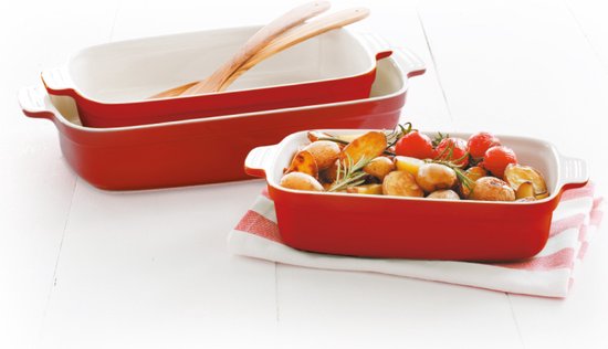 Mama Cucina Ovenschaal - Ovenschotel - Aardewerk - Rechthoekig - 35.5 cm x 20.5 cm - Rood