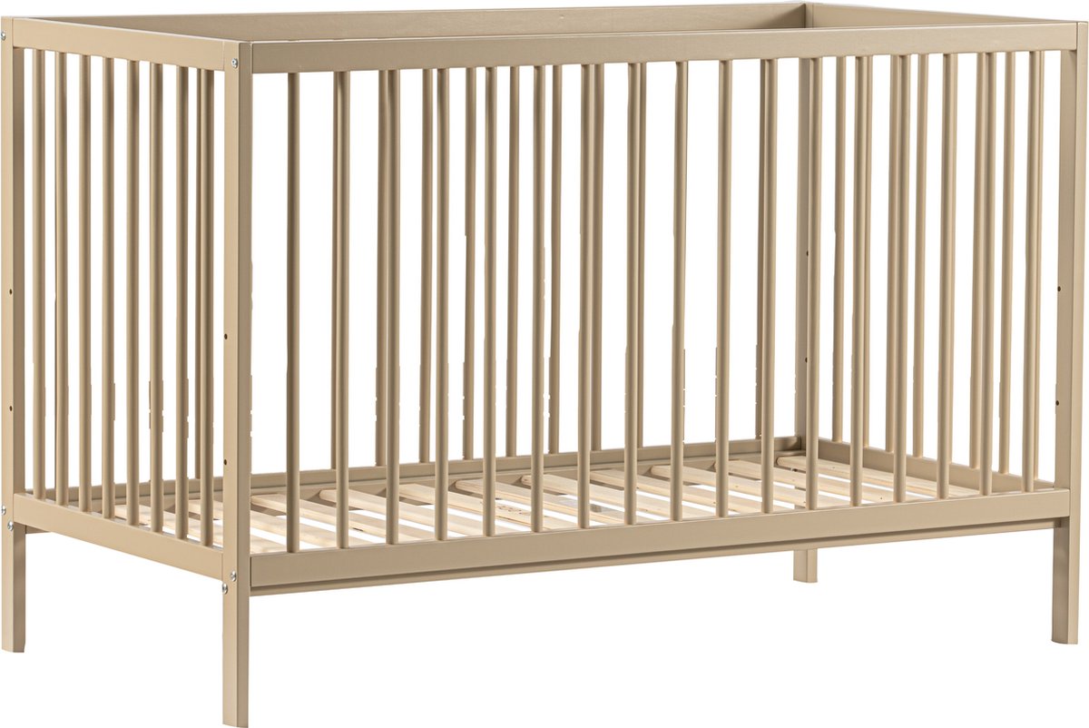 Born Lucky ® Baby Bed / Ledikant Mees 60x120 cm Met Verstelbare Bodem & Massief Hout - Clay – foto 4