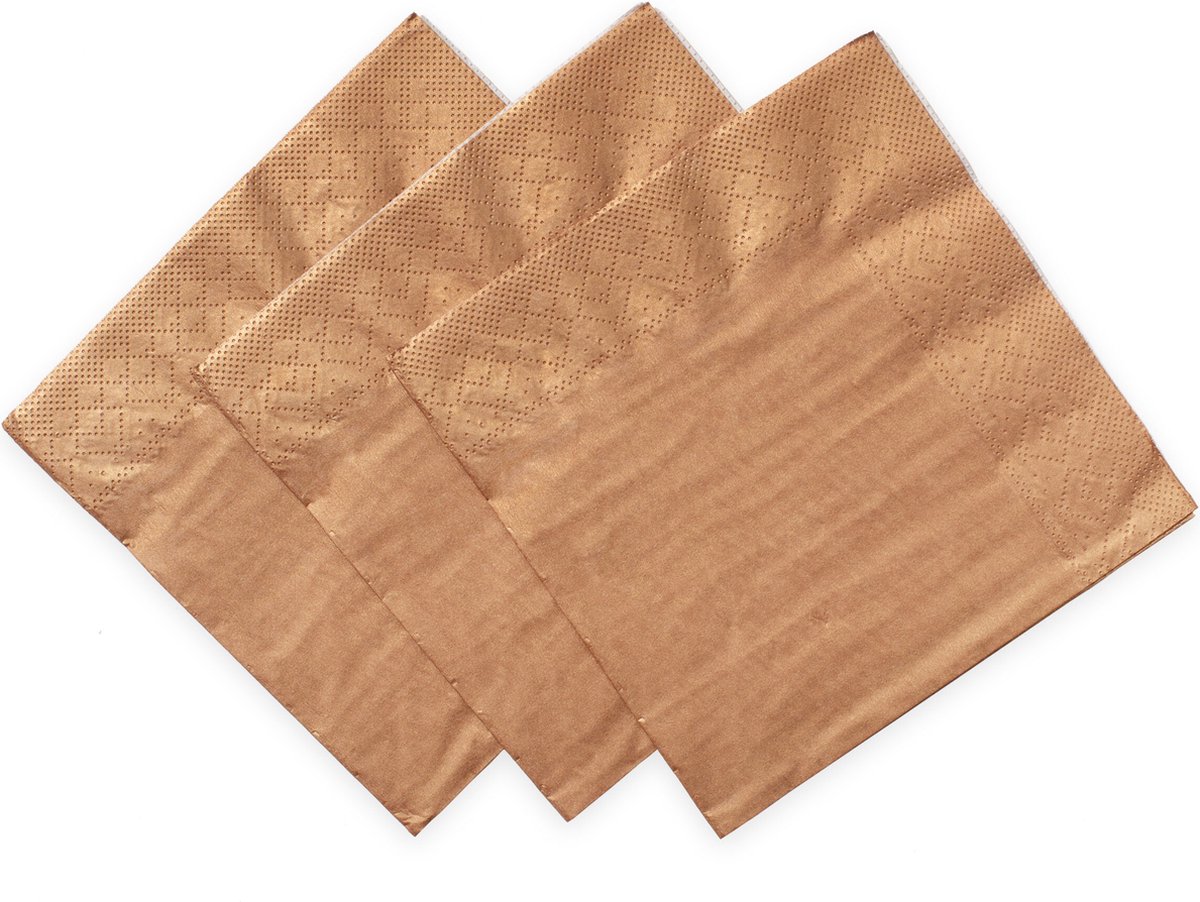 Servetten rose gold metallic FSC 33 x 33cm - 20 stuks