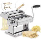 Hoogwaardige handmatige pastamachine | 7 deegdiktes voor lasagne spaghetti fettuccine | met extra's: pastadroger en reinigingsborstel | roestvrijstalen pastamachine pastadeegmachine