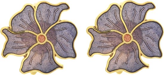 Behave Boucle d'oreille clip femme fleur émail violet - 2 cm de diamètre