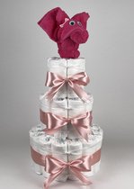 Chouette-Chouette | Luiertaart Meisje | Kraamcadeau | Geboorte Meisje | Babyshower | Olifant Fuchsia roze - donker Poeder Roze