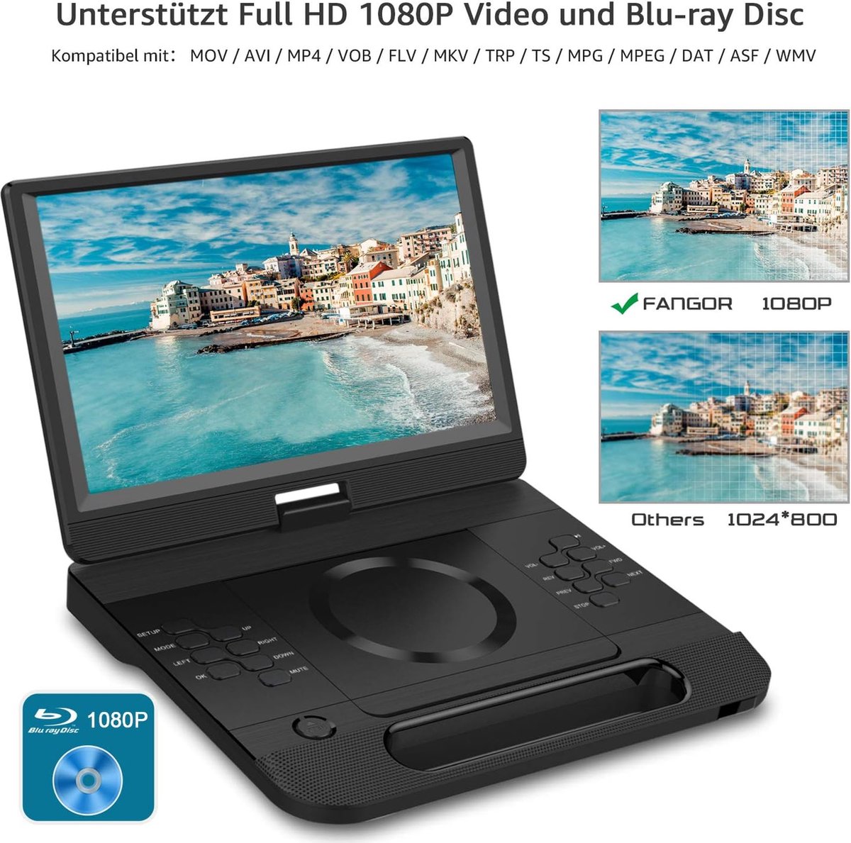 Lenco BRP-1150BK  Lenco BRP-1150BK Lecteur DVD/Blu-Ray portable