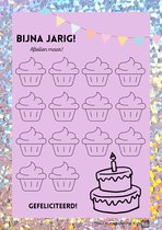 Verjaardag Aftelkalender (A4 formaat) met bijpassende stickers "Pastel-Glitter Cupcakes"