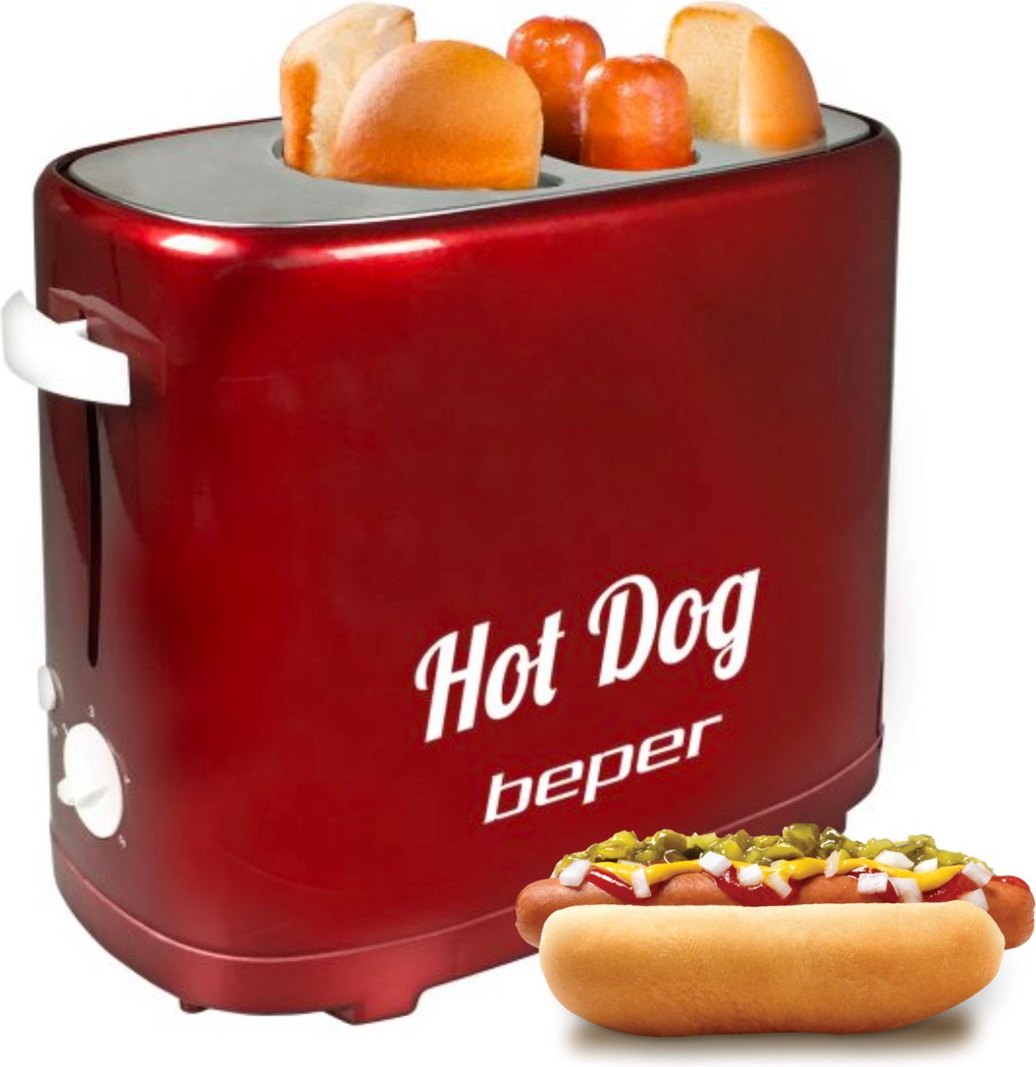 Beper BT.150Y - Hotdog Maker - Hotdog Machine - Hotdog Grill - Hotdog Cooker - Hotdog Roller - 750W - Beper
