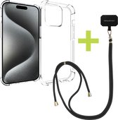 Coque iMoshion iPhone 15 Pro antichoc et cordon téléphonique universel - Transparent / Zwart