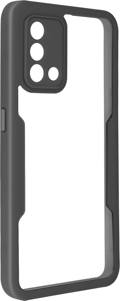Integraal Hoesje Geschikt voor Oppo A74 Achterkant plexiglas, omtrek zwart