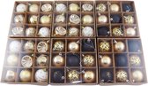Kerstballen - 54 Delige Set - Kerstversiering - Goud, Wit en Zwart - Verschillende Afwerkingen - Kerstboom Kerstballen - Voor in de kerstboom
