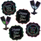 Decoraties Happy New Year Cutouts NEON - Nieuwjaar versiering - Oud en nieuw versiering - Nieuwjaar decoraties