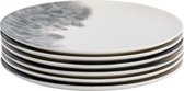 Lite-Body Hermes Ontbijtbord , Dessertbord - Set van 6 stuks - Ø20 cm - Fine Porselein - Wit grijs