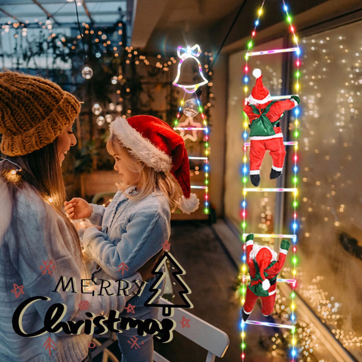 Weihnachtsmann Fallschirm Lichterkette Bowfar Weihnachtsmann-Fallschirm Lichterkette – 70 LEDs, 8 Modi, Timer & Fernbedienung – Warmweiß, IP65 Wetterfest – Deko Für Baum, Fenster & Garten