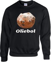 Kerst trui-Kersttrui dames en heren-Zwart-Oliebol-Foute Kersttrui-Maat S