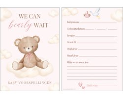 Babyshower invulkaarten 20 stuks | babyshower | babyshower voorspellingskaarten | babyshower kaarten | babyshower spelletjes | babyshower meisje