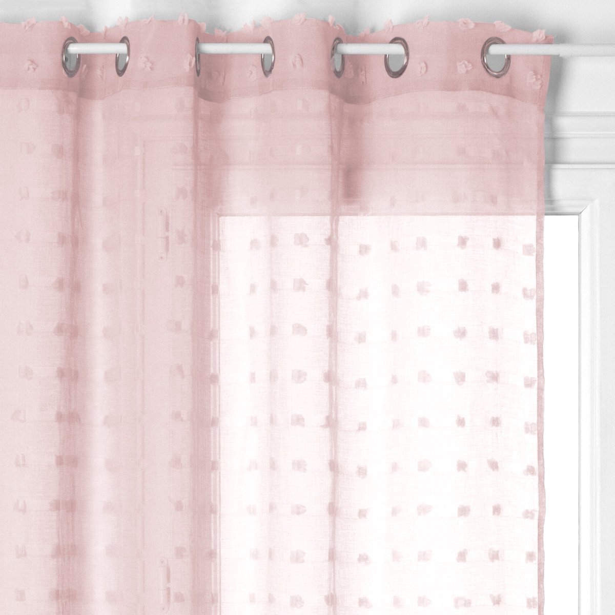 Atmosphera Créateur d'intérieur® KopAtmosphera Gordijn Lelie voile Rose - Kant en klaar met ringen - Gordijn raambekleding - 140 x 240 cm