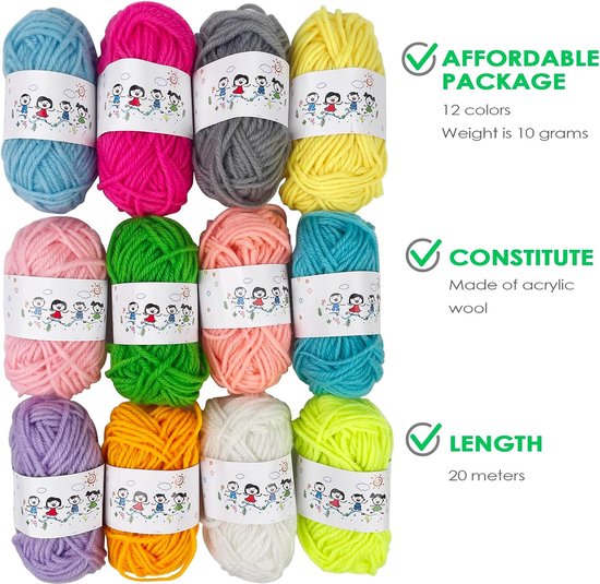 12 couleurs de laine pour crochet, tricot, 10 g/20 m, fil à crochet, coton  pour
