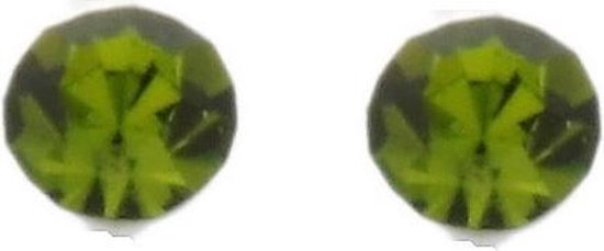 Behave Kleine oorbellen steentje 3,5mm swarovski elements groen