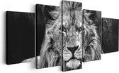 Artaza Canvas Schilderij Vijfluik Leeuw in het Wild - Leeuwenkop - Zwart Wit - 200x100 - Groot - Foto Op Canvas - Canvas Print