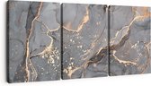 Artaza Peinture sur toile triptyque Art abstrait de Luxe en marbre avec or – 180 x 80 – Groot – Photo sur toile – Impression sur toile