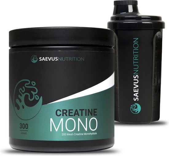 Saevus Nutrition - Creatine Monohydraat - 300 gr - Smaakloos - 60 servings / 5 gr - GRATIS shakebeker - Poeder - Monohydrate