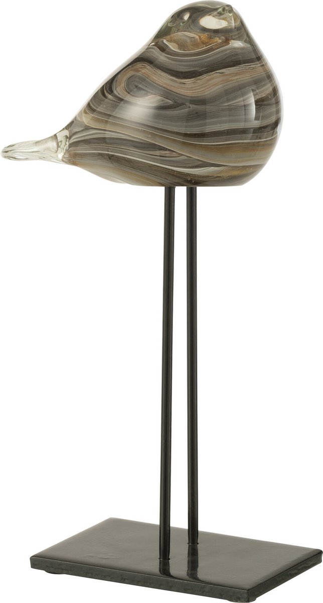 J-Line Vogel Op Voet Glas Amber/Bruin Small