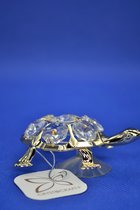 Schildpad suncather 24K Gold plated met BOHEMIA kristal met zuigmap
