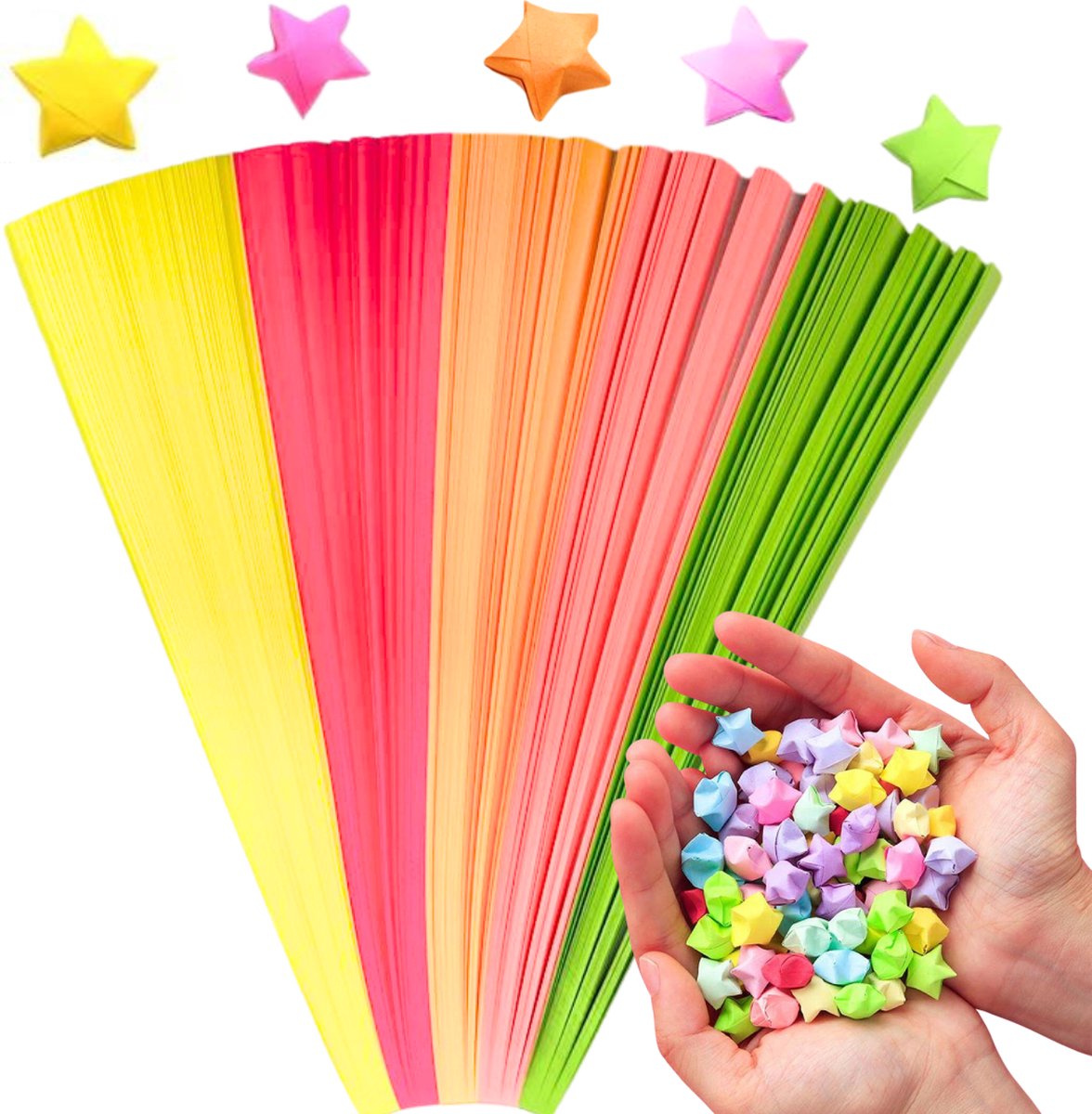 Papierstroken in 5 neon kleuren