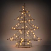 ECD Germany Sapin de Noël LED avec 50 LED blanc chaud, 60 cm de haut, métal, doré, Sapin de Noël avec éclairage et minuterie, pour l'intérieur, alimenté par batterie, décoration de Noël sur pied avec arbre lumineux