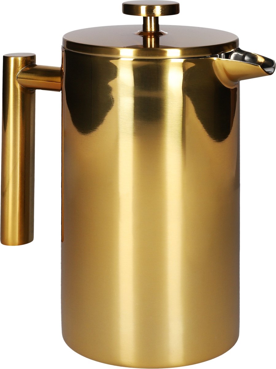HOMLA Blanche koffie- en theemaker - theemaker combinatieapparaat decoratief koffiezetapparaat roestvrij staal - Franse pers goud 1 L